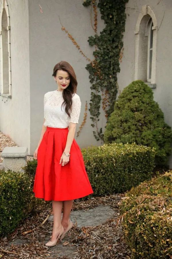 skirts below the knee or slouchy blouses for baby shower